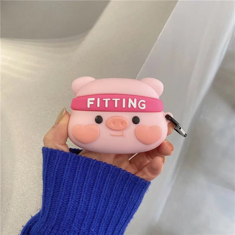 Cute Pig Fitting Airpods Cover  for Apple AirPods -  Premium Silicone Case Cover