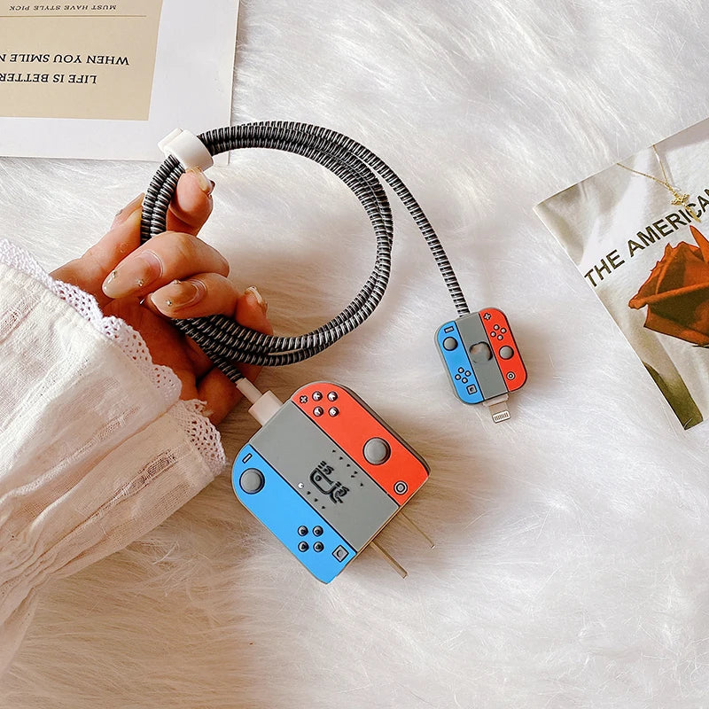 Iphone Charger Case Cover - Nintendo Classic - 4 Piece Set (With Wire Protector)