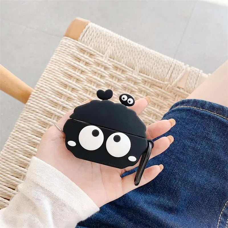 Black Coalball AirPods Case – Cute 3D Cartoon Silicone Cover with Hook by Coverner India