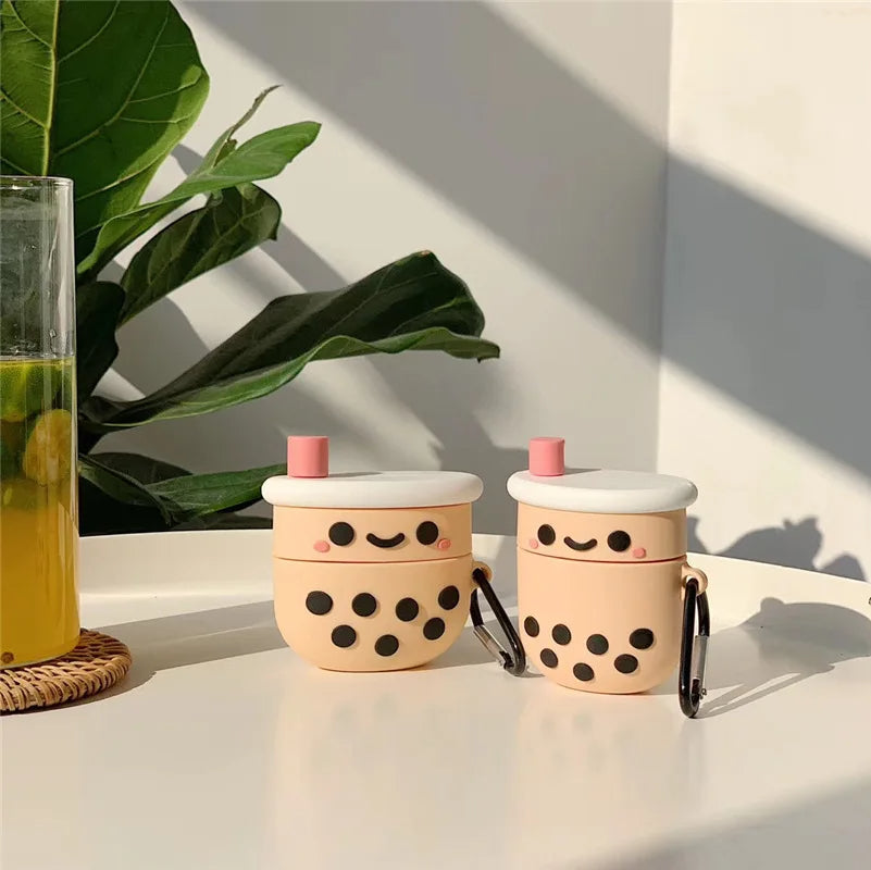 Bubble Tea (Boba Tea) AirPods Case – Cute Silicone Cup Design with Hook by Coverner India