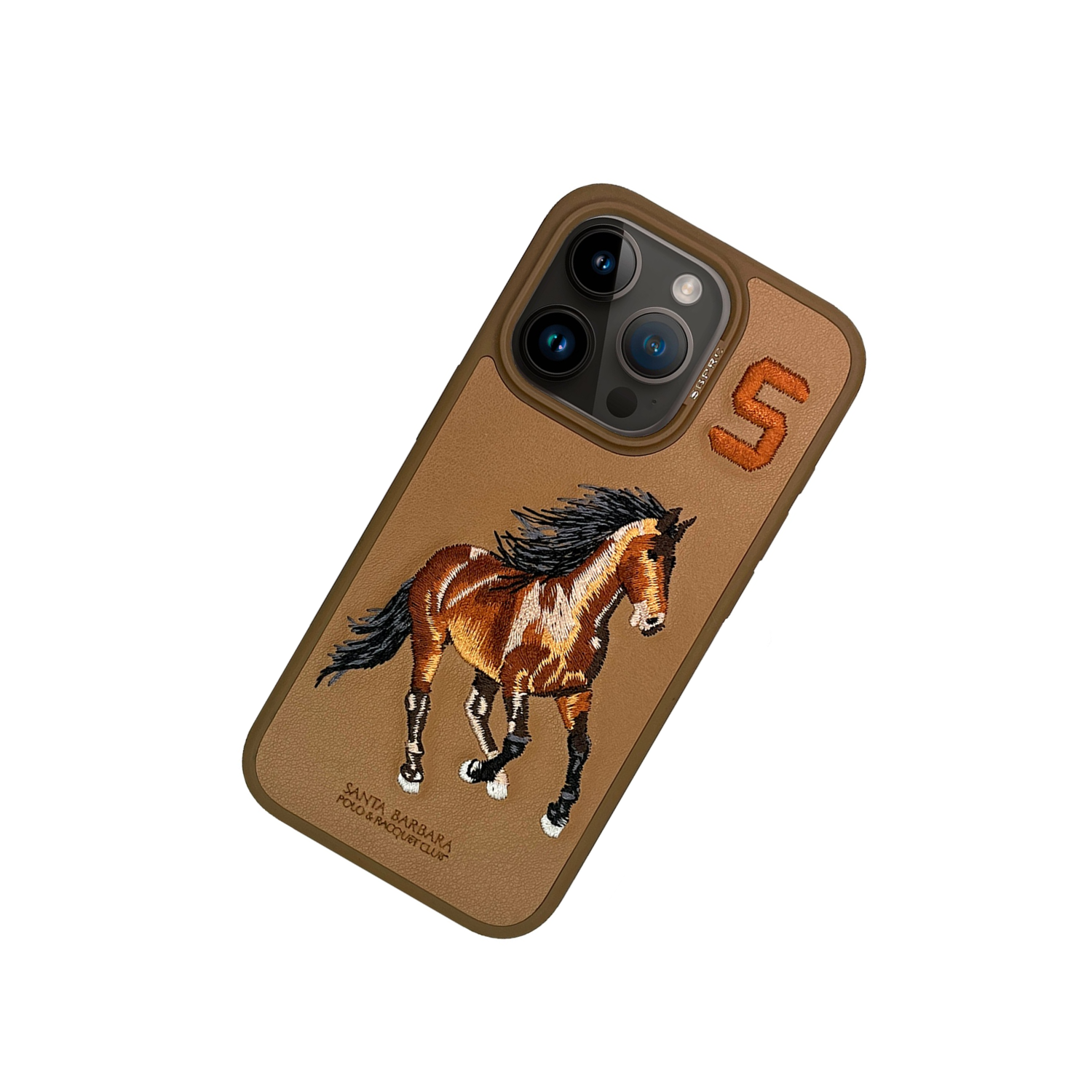 Santa Barbara Boris Series Embroided Horse Leather Case for iPhone 14 Series