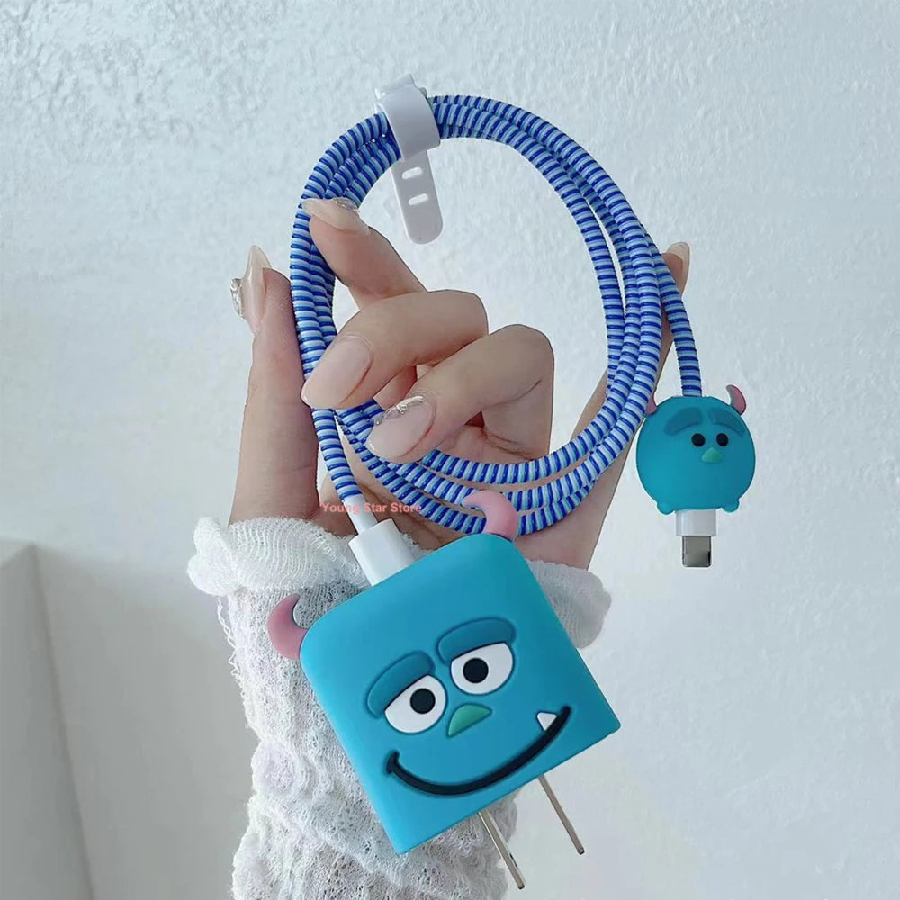 Iphone Charger Case Cover - Blue Monster - Without Wire Protector