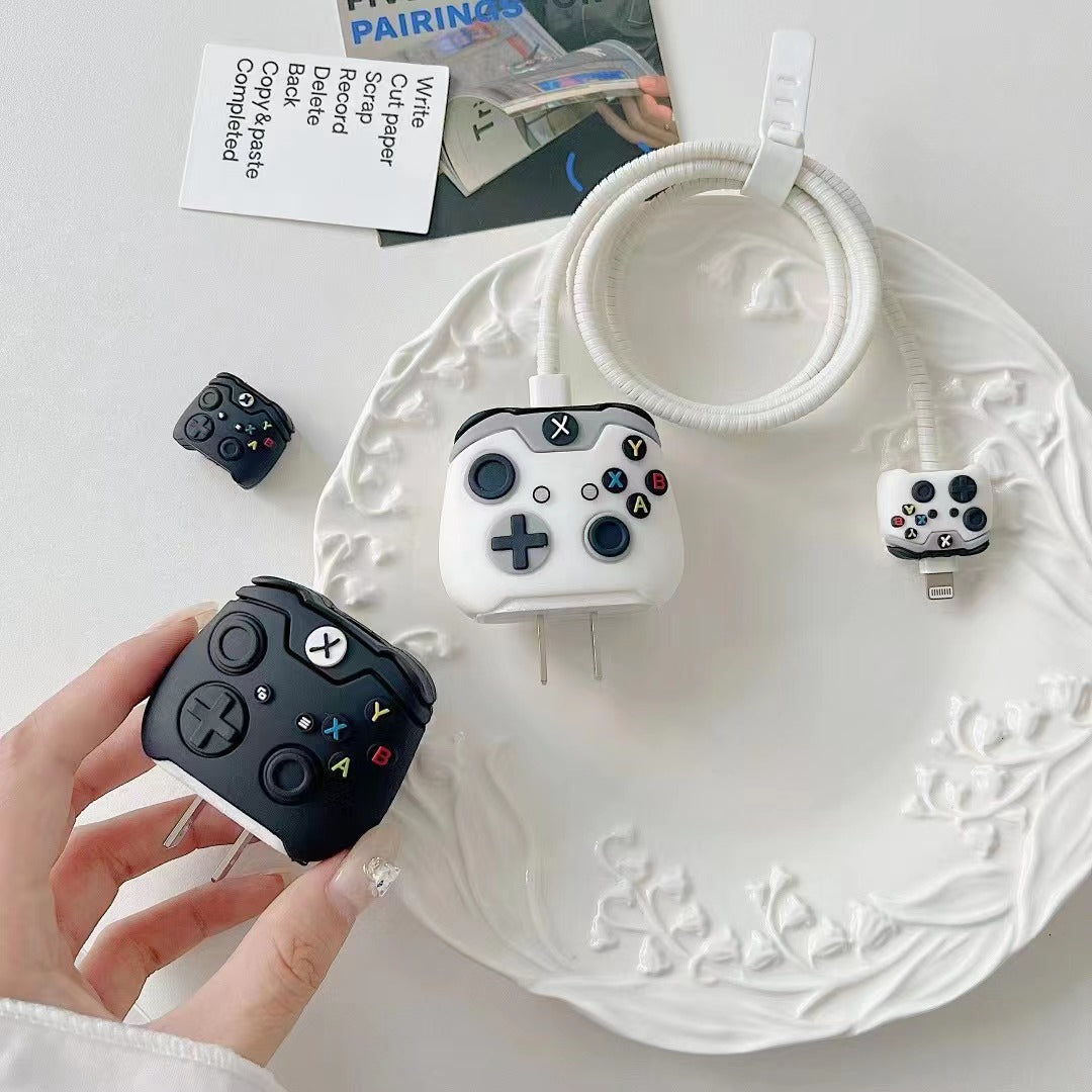 Iphone Charger Case Cover - Xbox - White - 4 Piece Set (With Wire Protector)