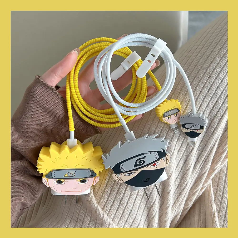 Iphone Charger Case Cover - Naruto & Kakashi - 4 Piece Set (With Wire Protector)