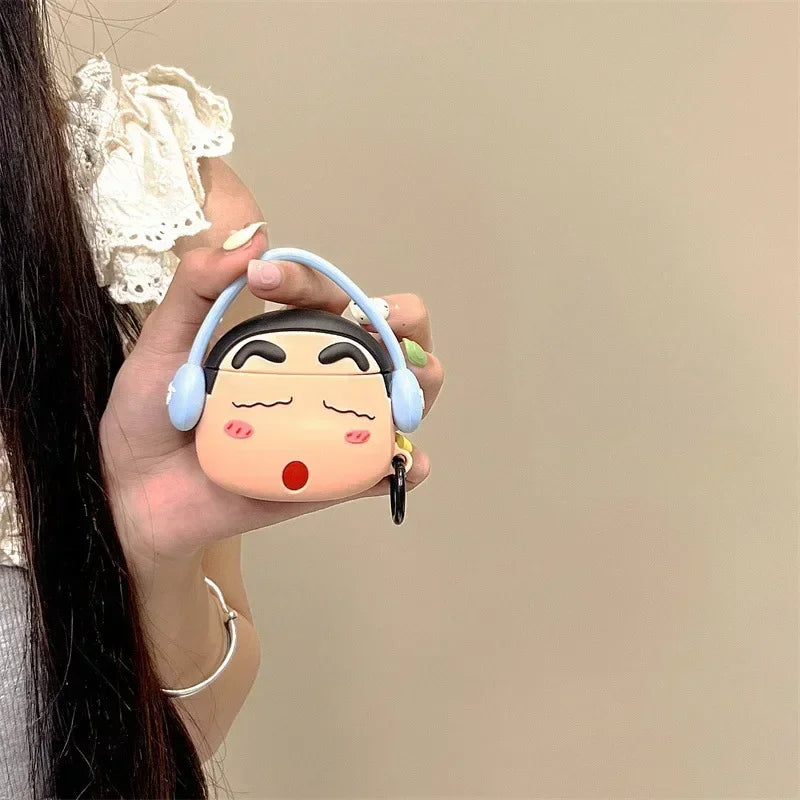 Shinchan With Blue Headphone Airpods Cover for Apple AirPods - Premium Silicone Case