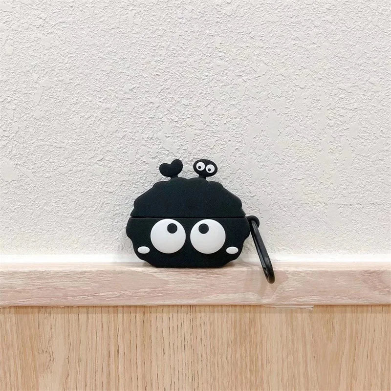 Black Coalball AirPods Case – Cute 3D Cartoon Silicone Cover with Hook by Coverner India