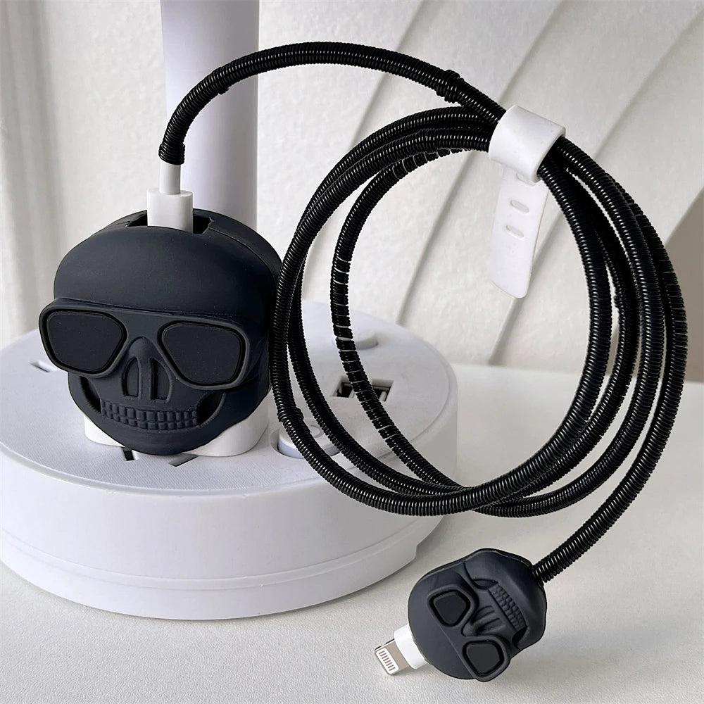 Iphone Charger Case Cover - Drip Skull - 4 Piece Set (With Wire Protector)