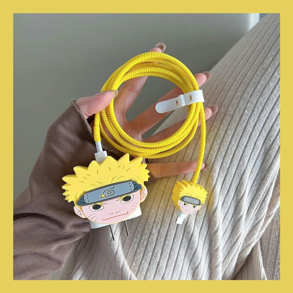 Iphone Charger Case Cover - Naruto & Kakashi - 4 Piece Set (With Wire Protector)