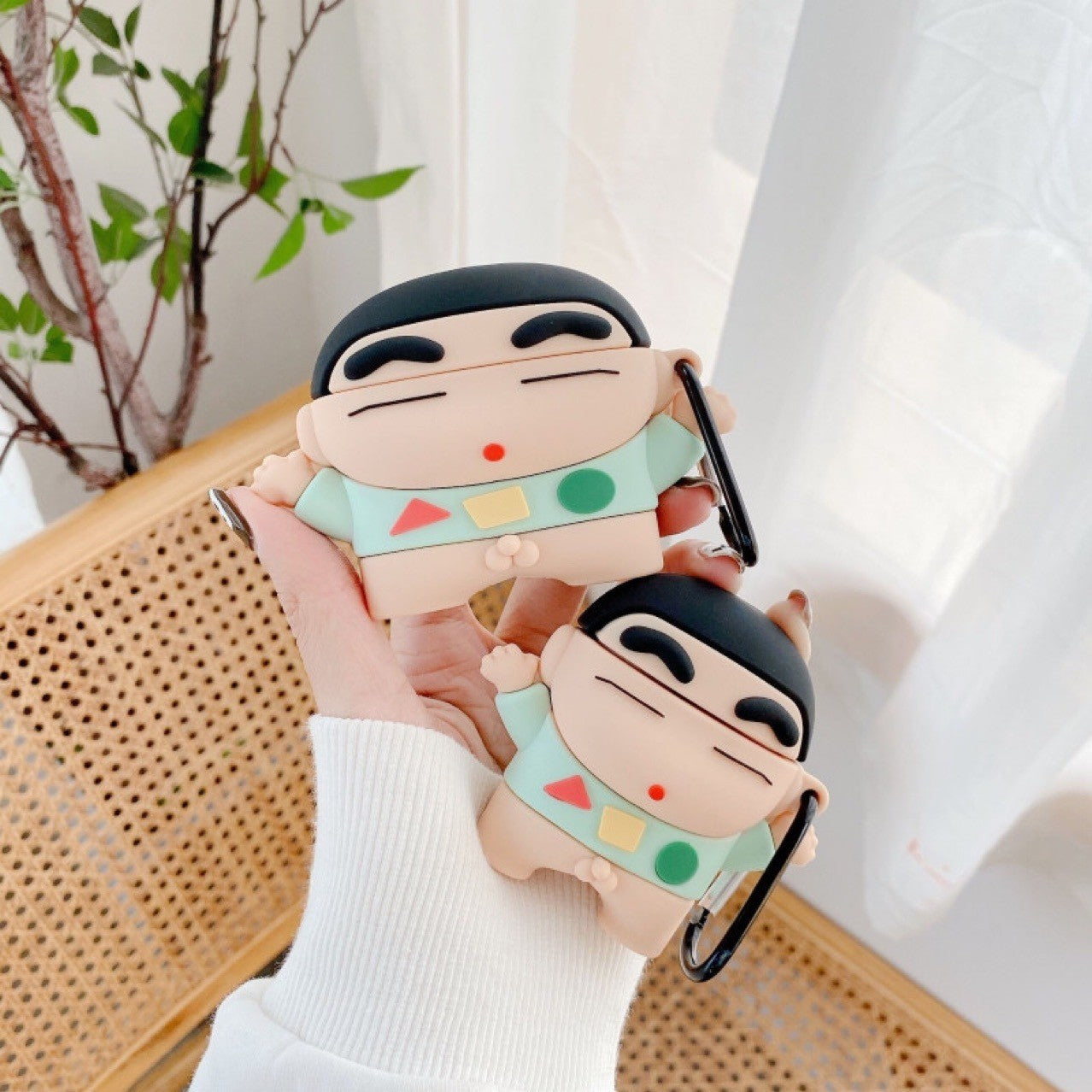 Shinchan Silicone AirPods Case with Hook – Anime-Inspired Cover