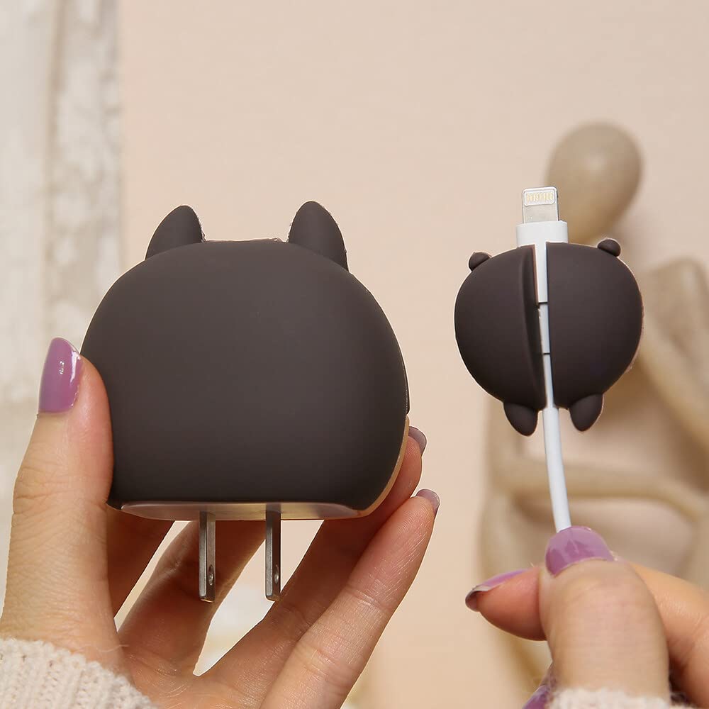 Iphone Charger Case Cover - Brown Squirrel - 4 Piece Set (With Wire Protector)