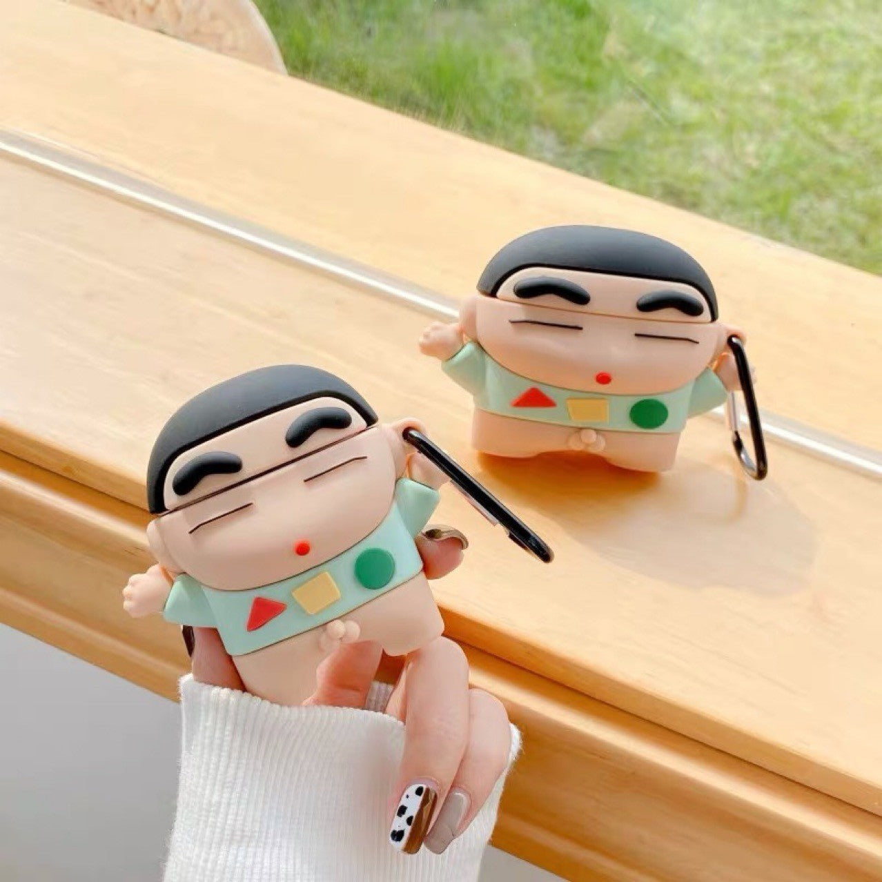 Shinchan Silicone AirPods Case with Hook – Anime-Inspired Cover