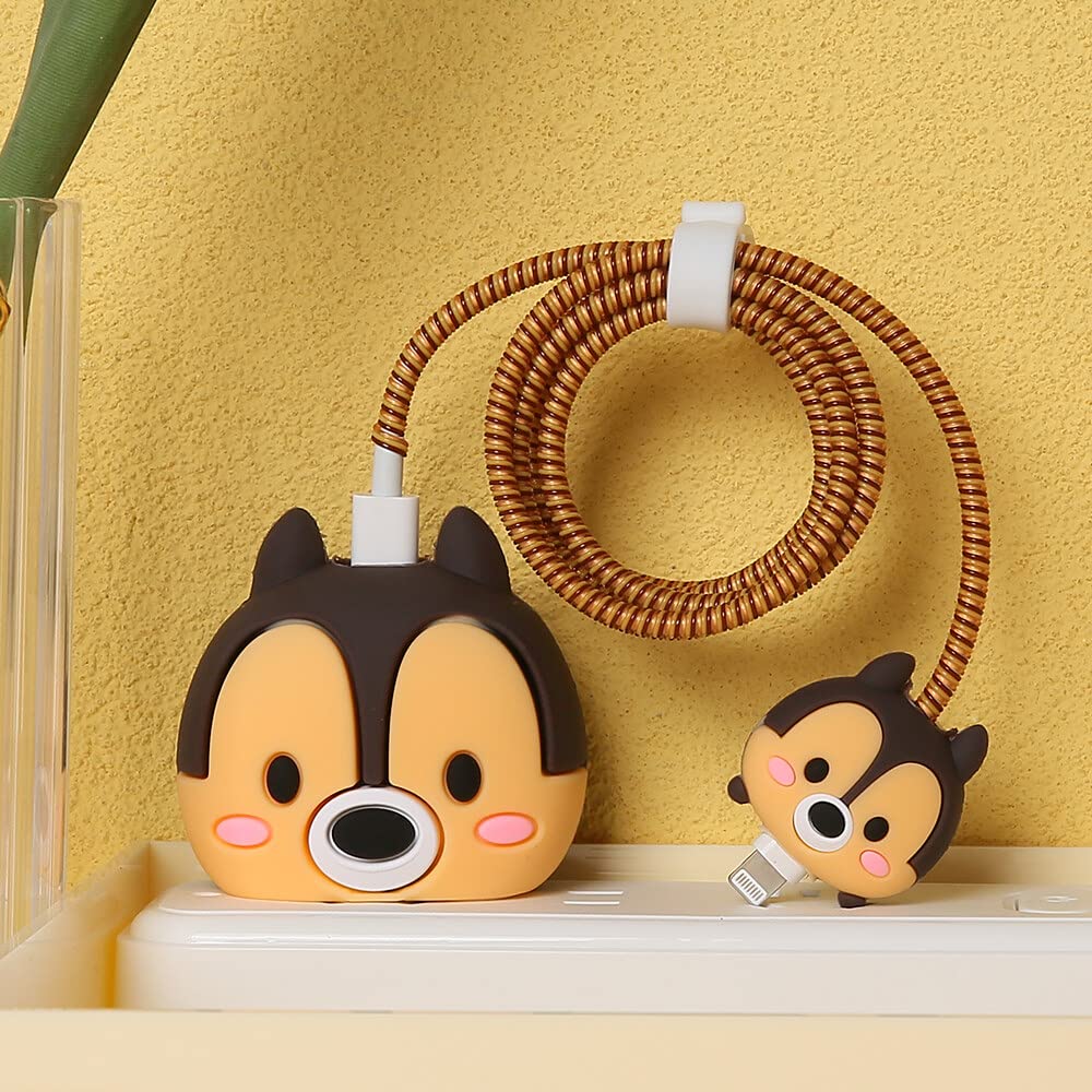 Iphone Charger Case Cover - Brown Squirrel - 4 Piece Set (With Wire Protector)