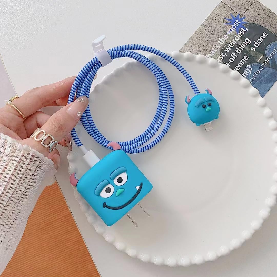 Iphone Charger Case Cover - Blue Monster - Without Wire Protector