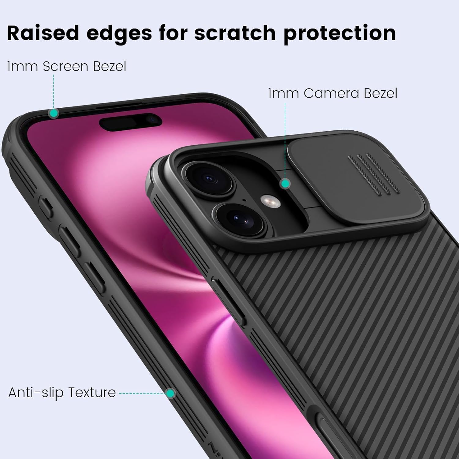 Nillkin® CamShield Series Case for iPhone 16 & 16 Plus with Camera Cover | Shockproof, Scratch-Resistant, 360° Full Protection