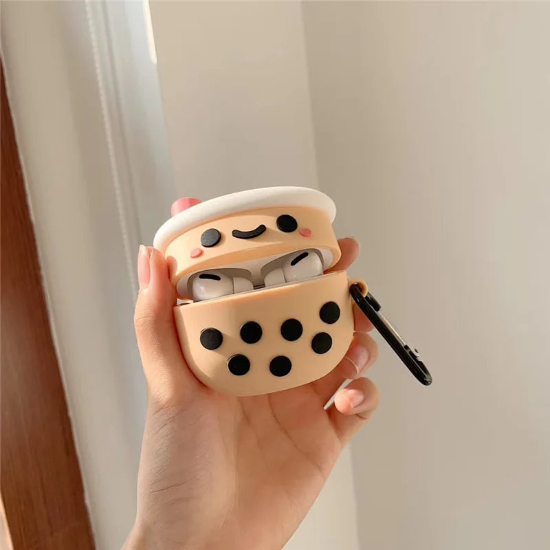 Bubble Tea (Boba Tea) AirPods Case – Cute Silicone Cup Design with Hook by Coverner India
