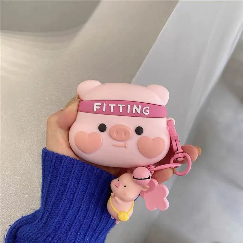 Cute Pig Fitting Airpods Cover  for Apple AirPods -  Premium Silicone Case Cover