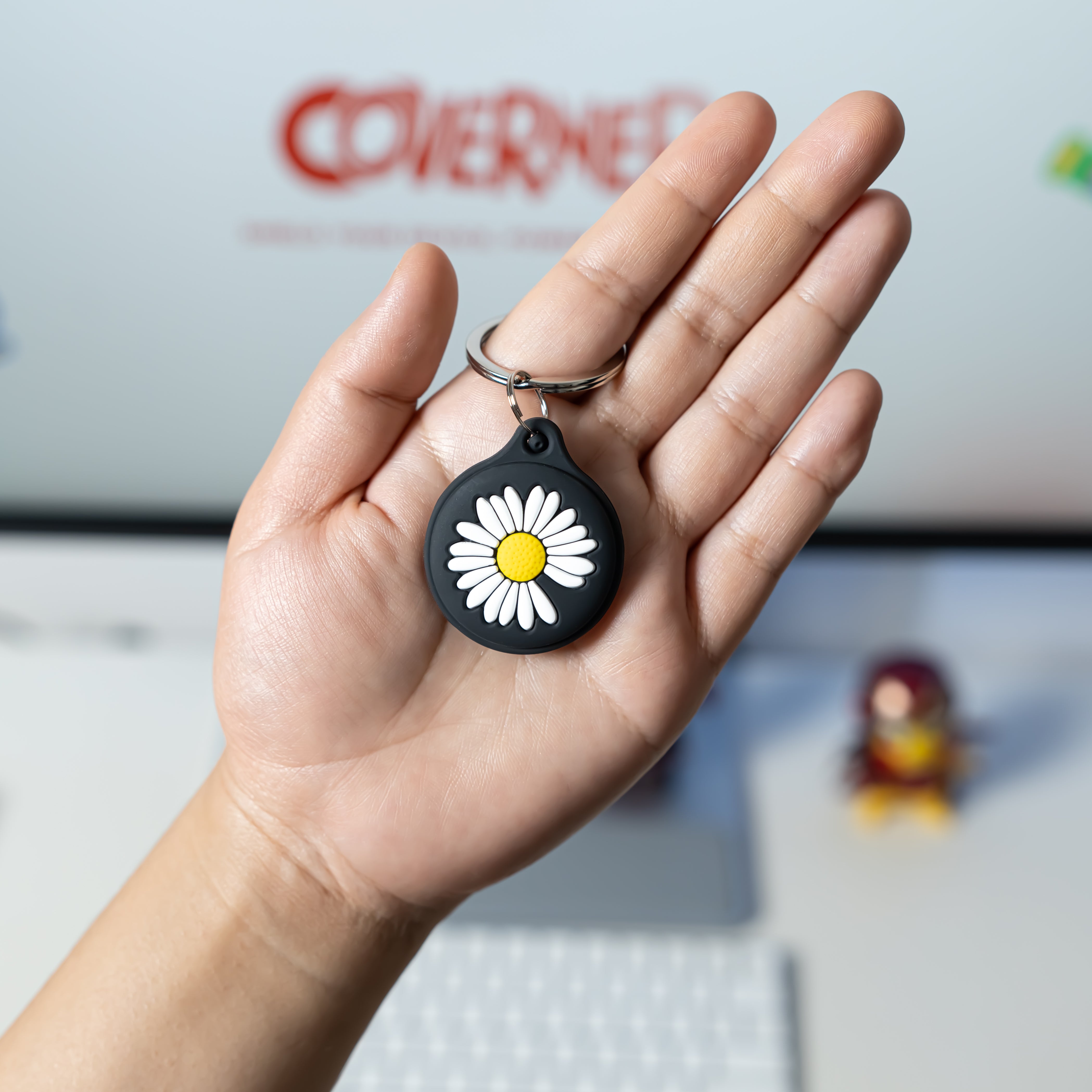 Sunflower - Premium Silicone AirTag Case with Keychain – Washable, Durable & Stylish Protection - Coverner India