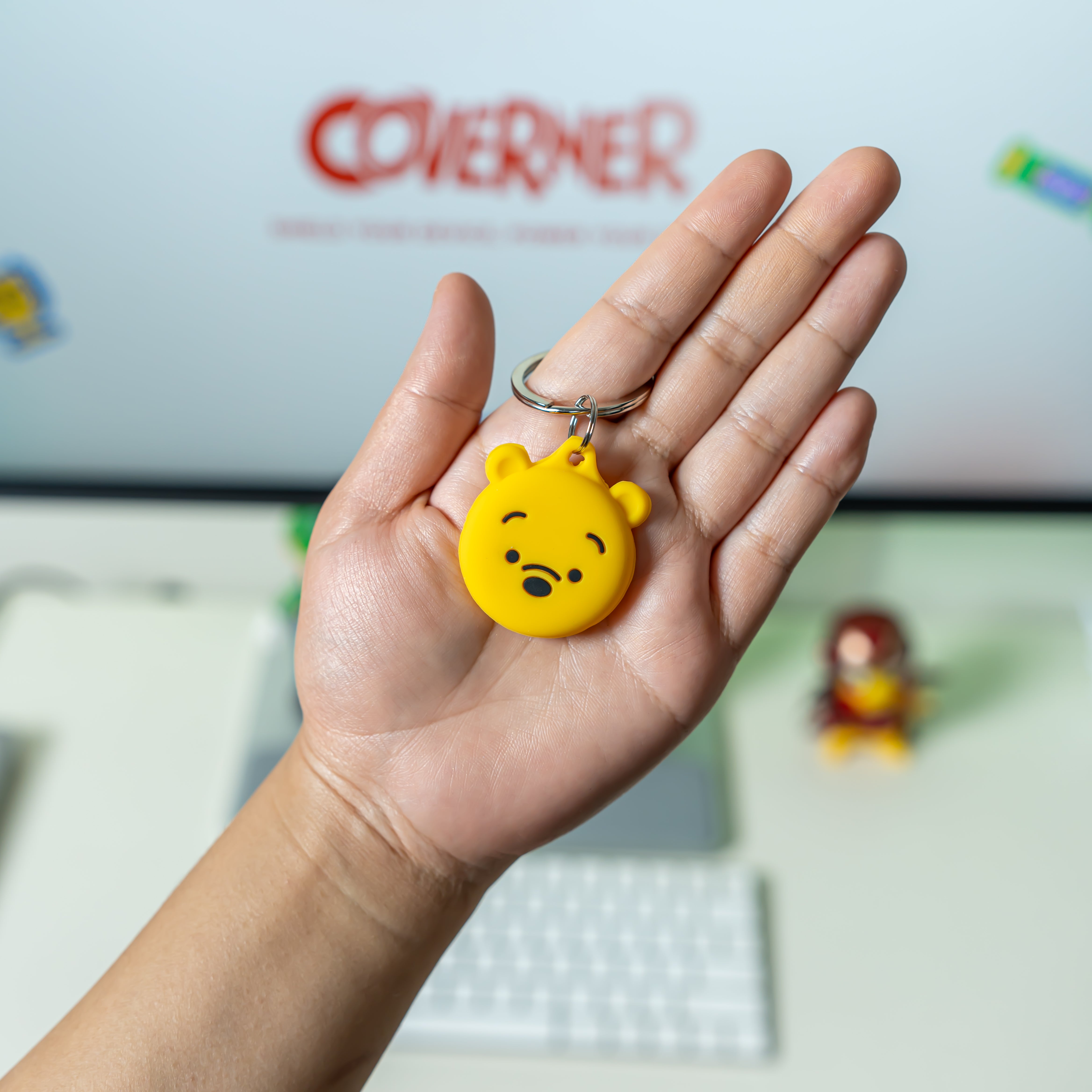 Pooh - Premium Silicone AirTag Case with Keychain – Washable, Durable & Stylish Protection - Coverner India