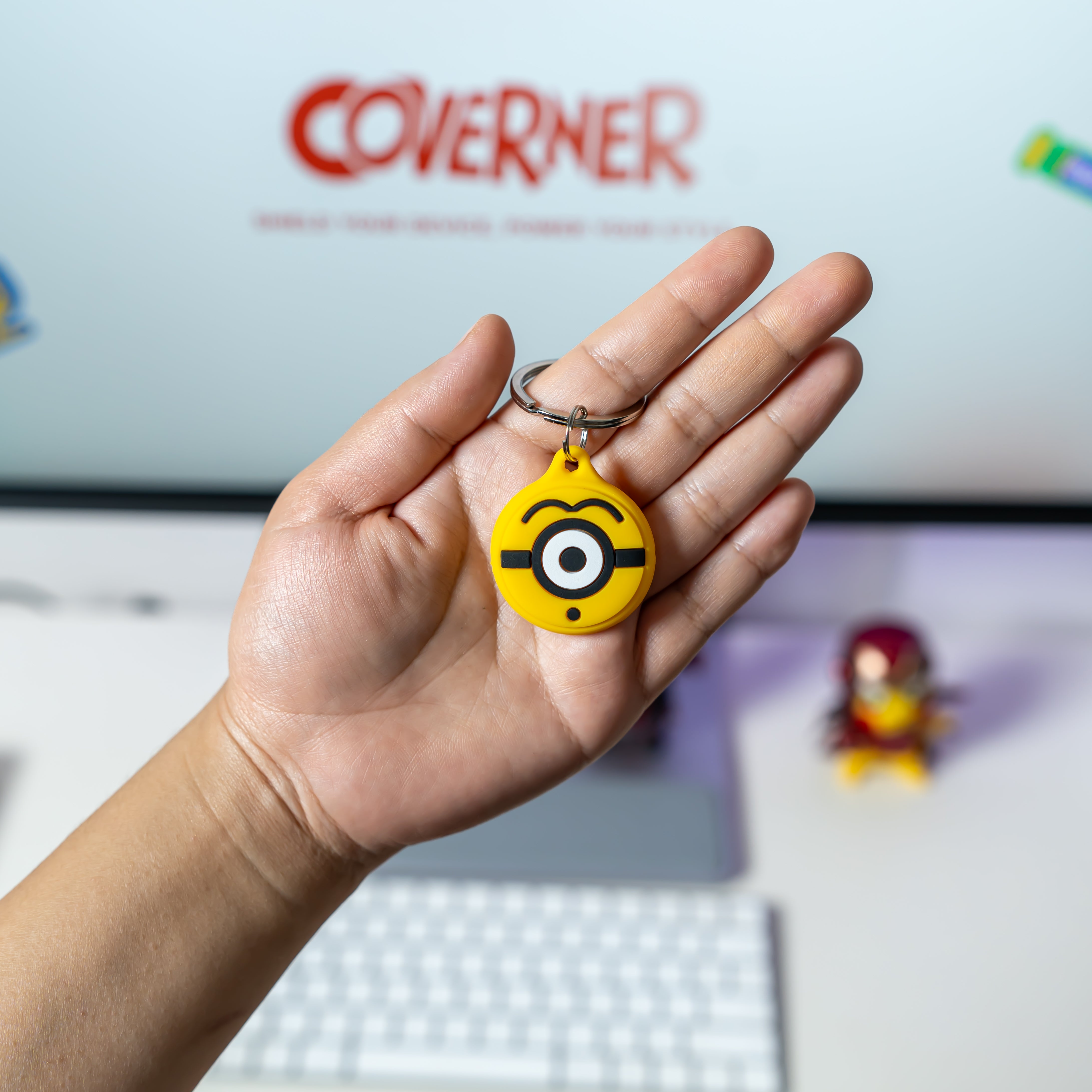 Minion Premium Silicone AirTag Case with Keychain – Washable, Durable & Stylish Protection - Coverner India