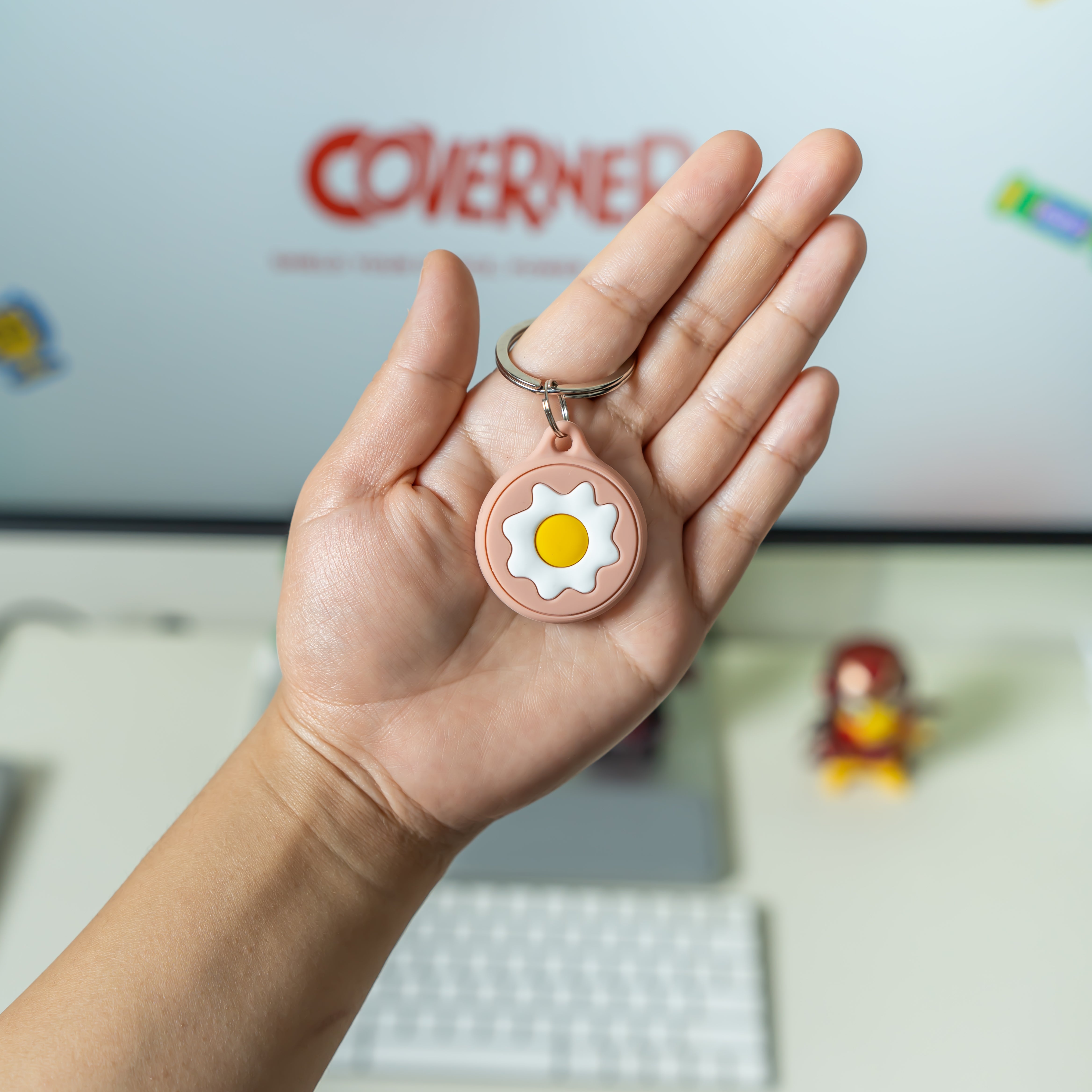 Egg Omelette - Premium Silicone AirTag Case with Keychain – Washable, Durable & Stylish Protection - Coverner India
