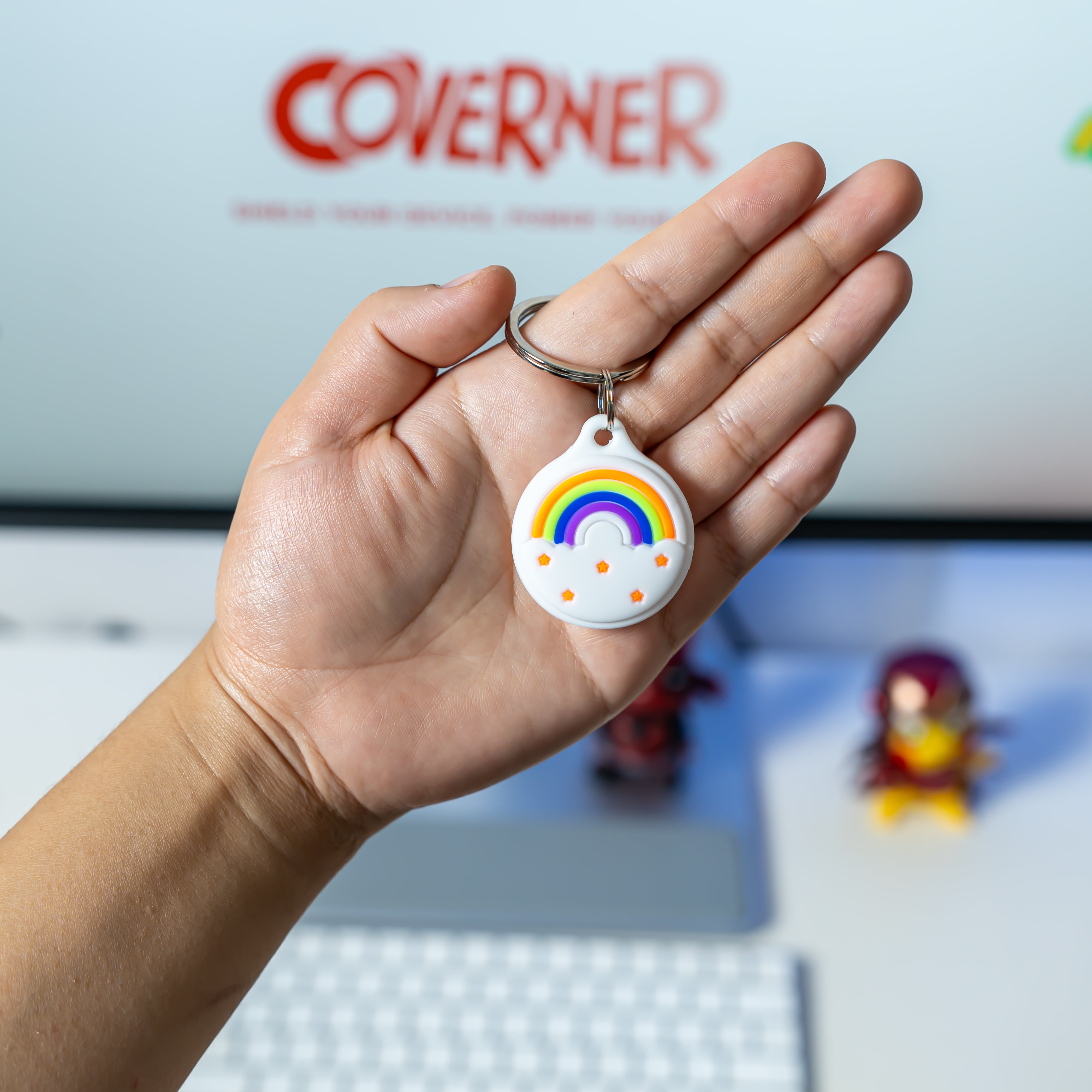 Rainbow Sunshine  - Premium Silicone AirTag Case with Keychain – Washable, Durable & Stylish Protection - Coverner India