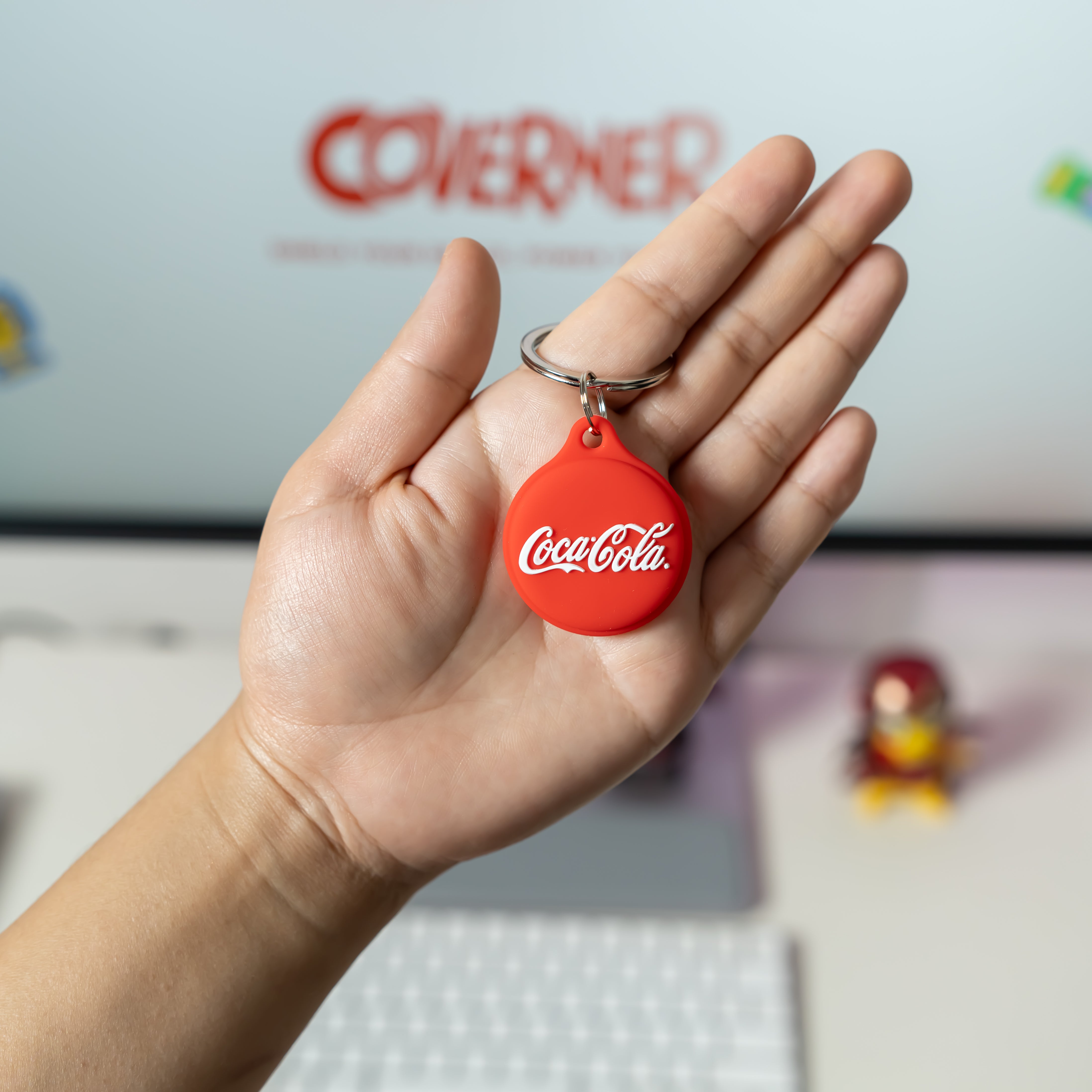 Coca Cola  - Premium Silicone AirTag Case with Keychain – Washable, Durable & Stylish Protection - Coverner India