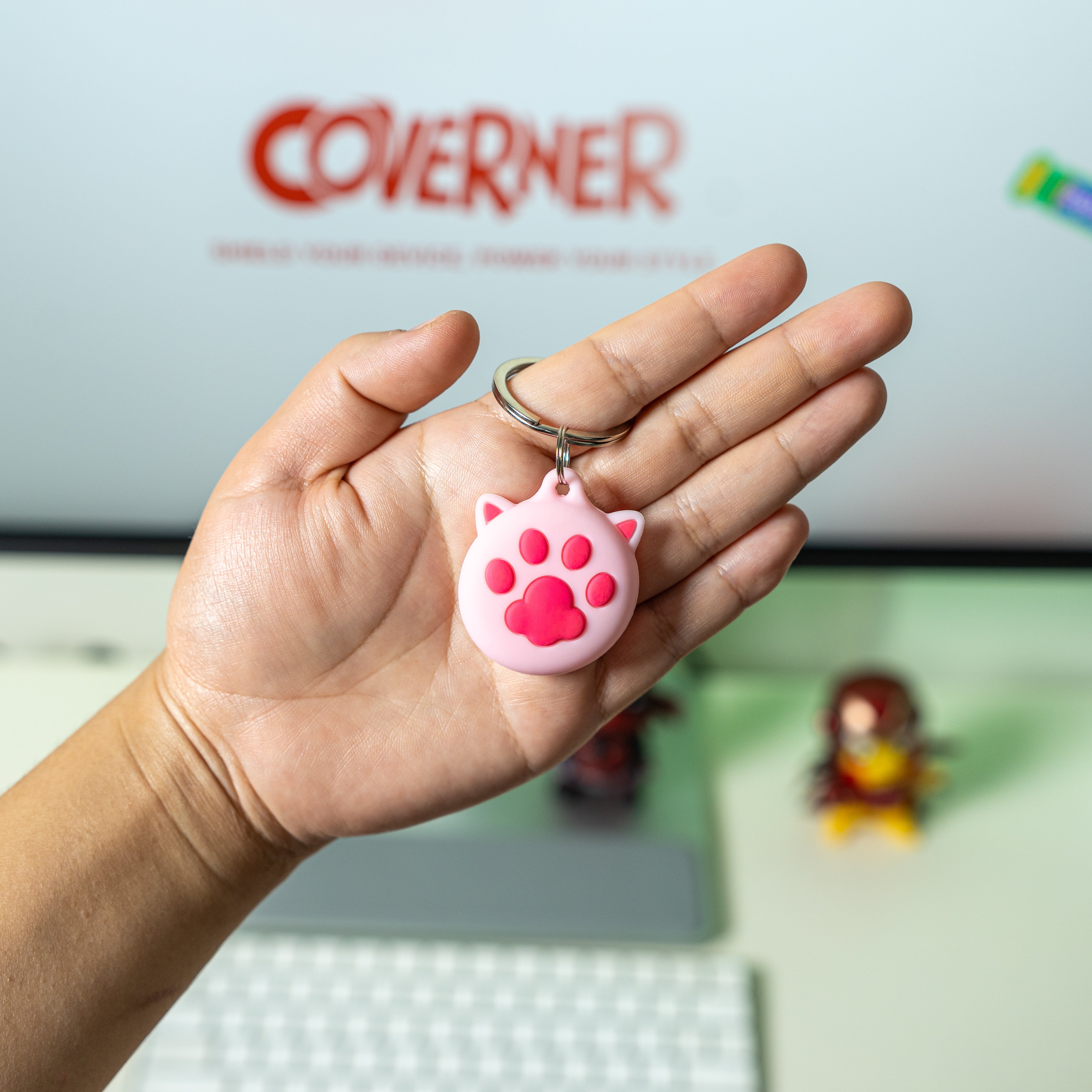Cute Paws - Premium Silicone AirTag Case with Keychain – Washable, Durable & Stylish Protection - Coverner India