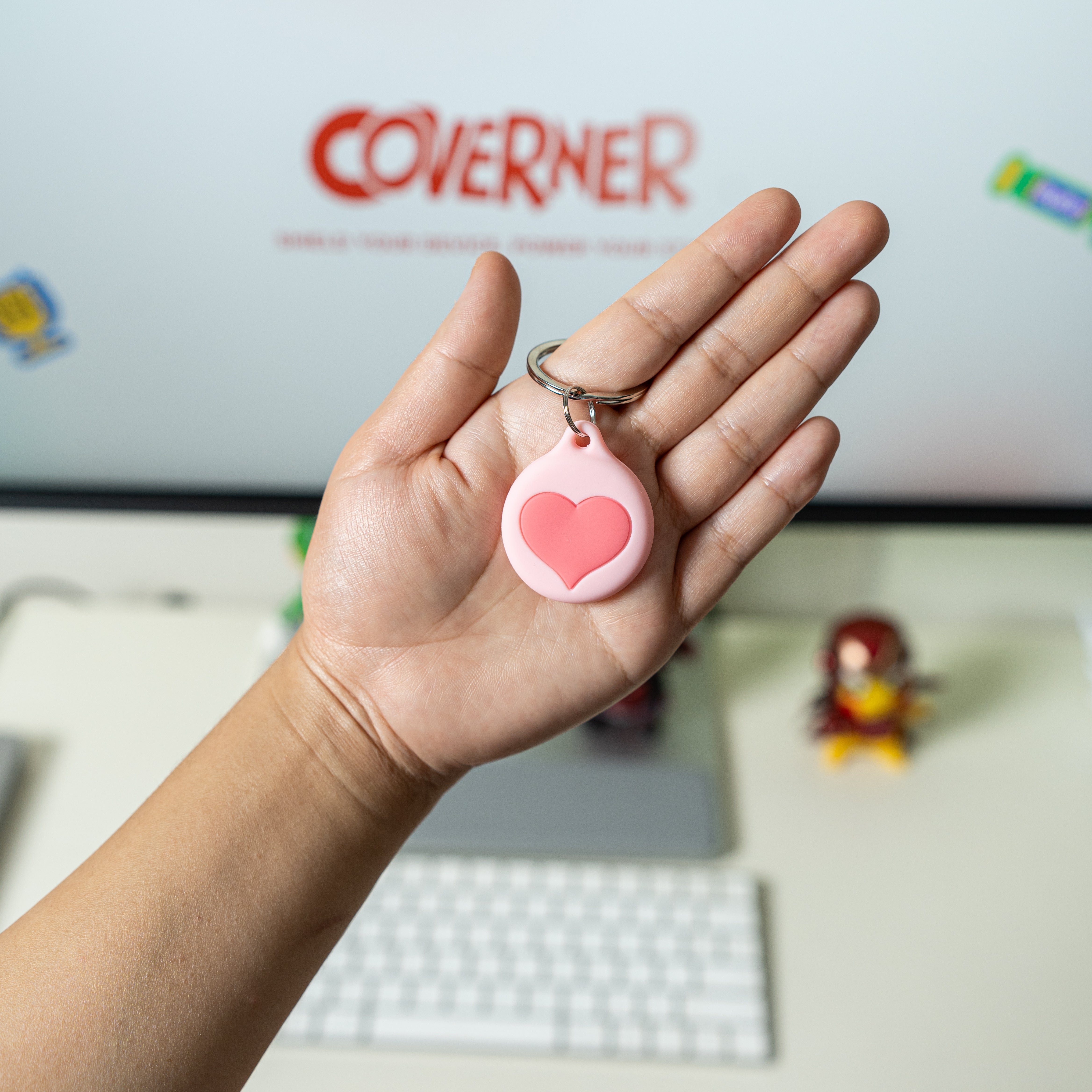 Love  - Premium Silicone AirTag Case with Keychain – Washable, Durable & Stylish Protection - Coverner India