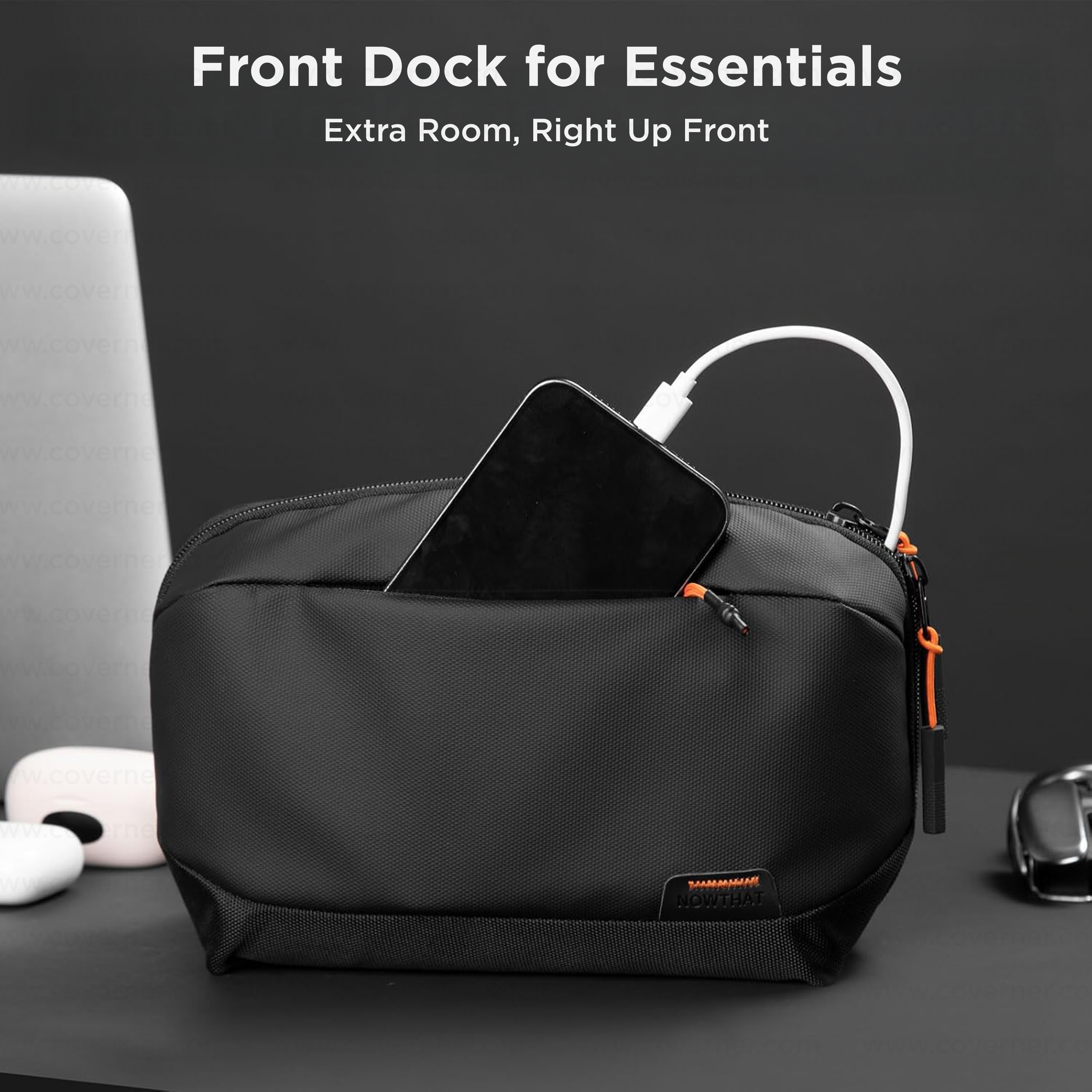 GridNest 180° Travel Tech Pouch – Large Electronics Accessories Organizer Bag | Coverner India