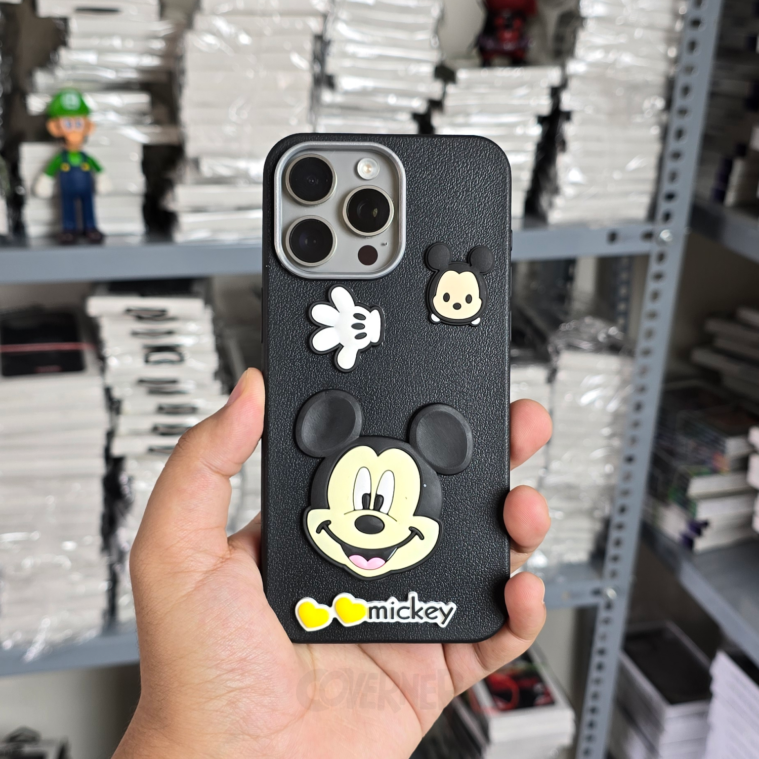Mickey Mouse - Black - Cartoon Charm Silicone Case for Iphone, Camera Protection | Coverner India