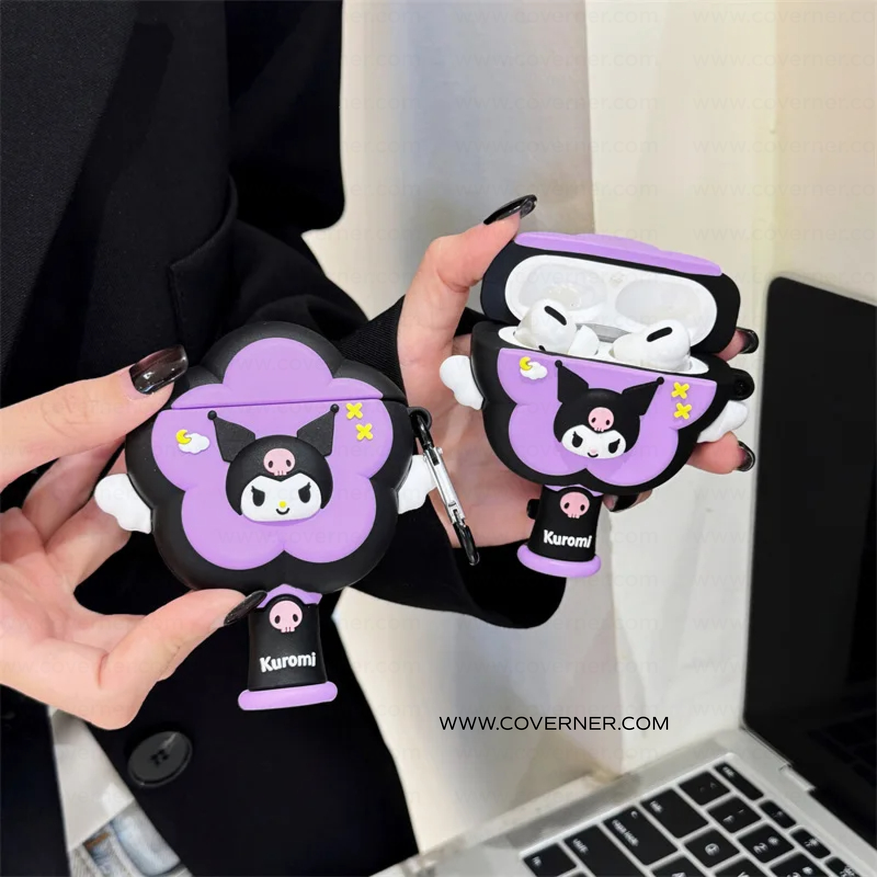 KuroMii Wand Silicone AirPods Case with Hook – Magical Anime-Inspired Cover by Coverner India