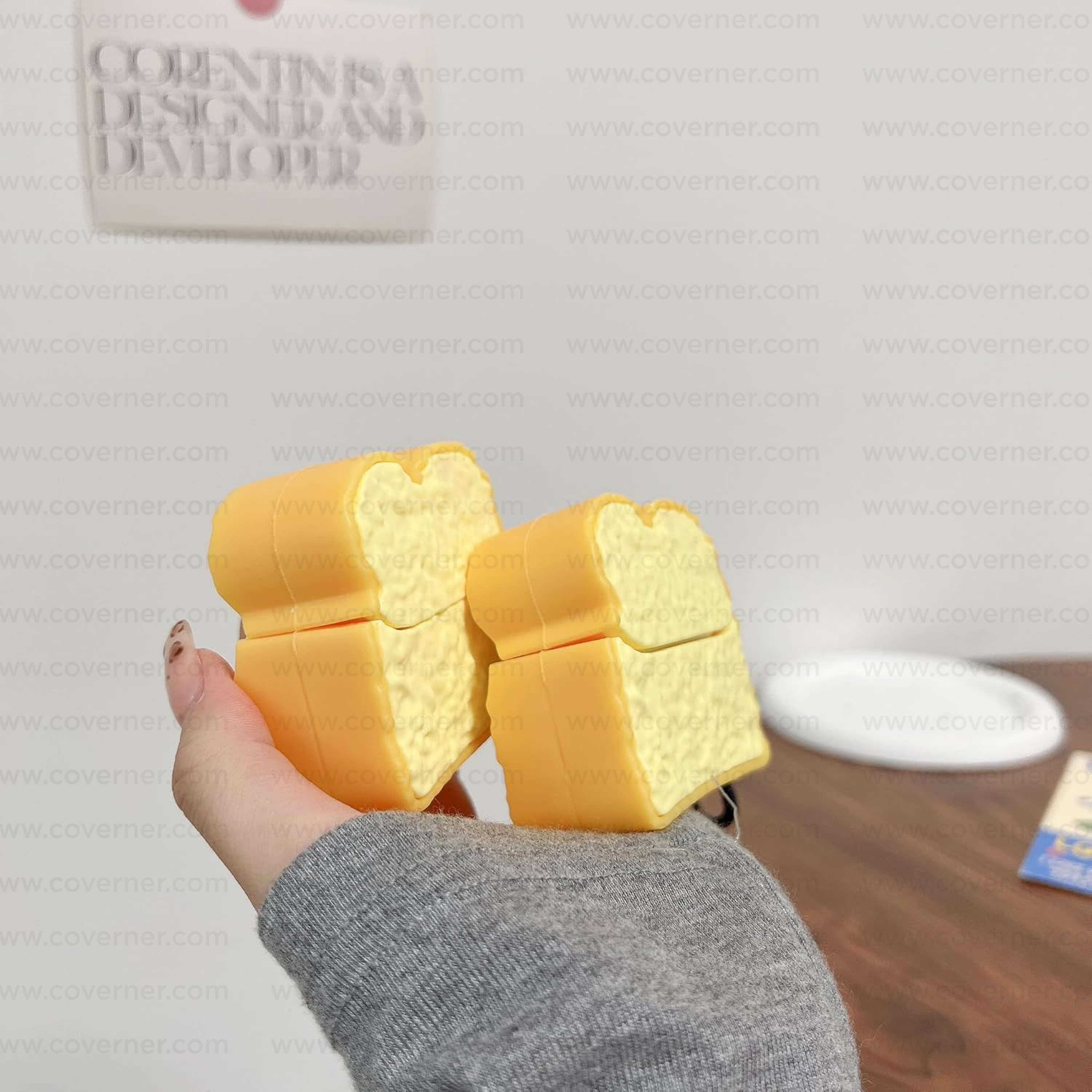 Cheese Bread Silicone AirPods Case with Hook – Fun & Protective AirPods Cover by Coverner India