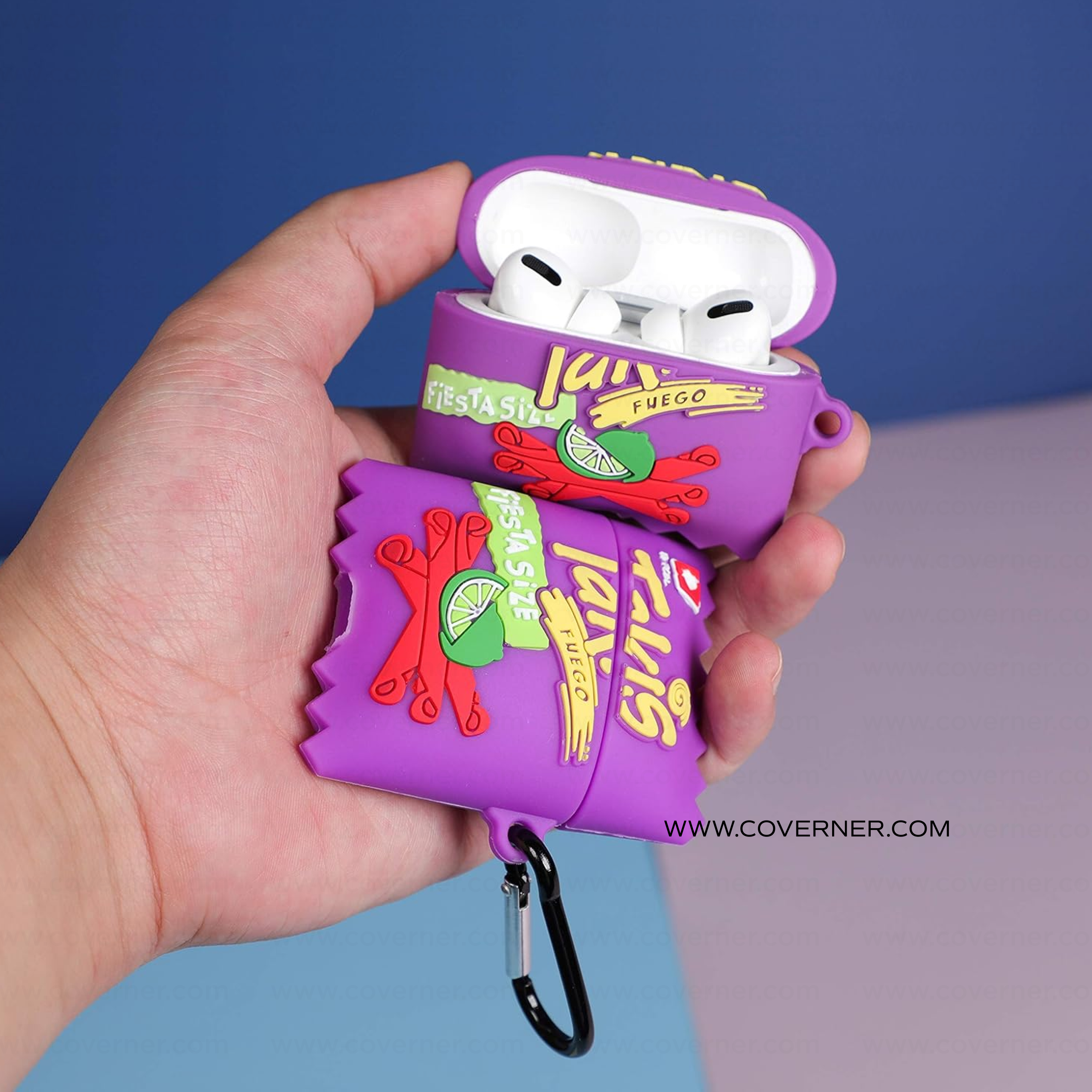 Puspa Chips (Fire) AirPods Case – Spicy Snack-Inspired Silicone Cover with Hook by Coverner India