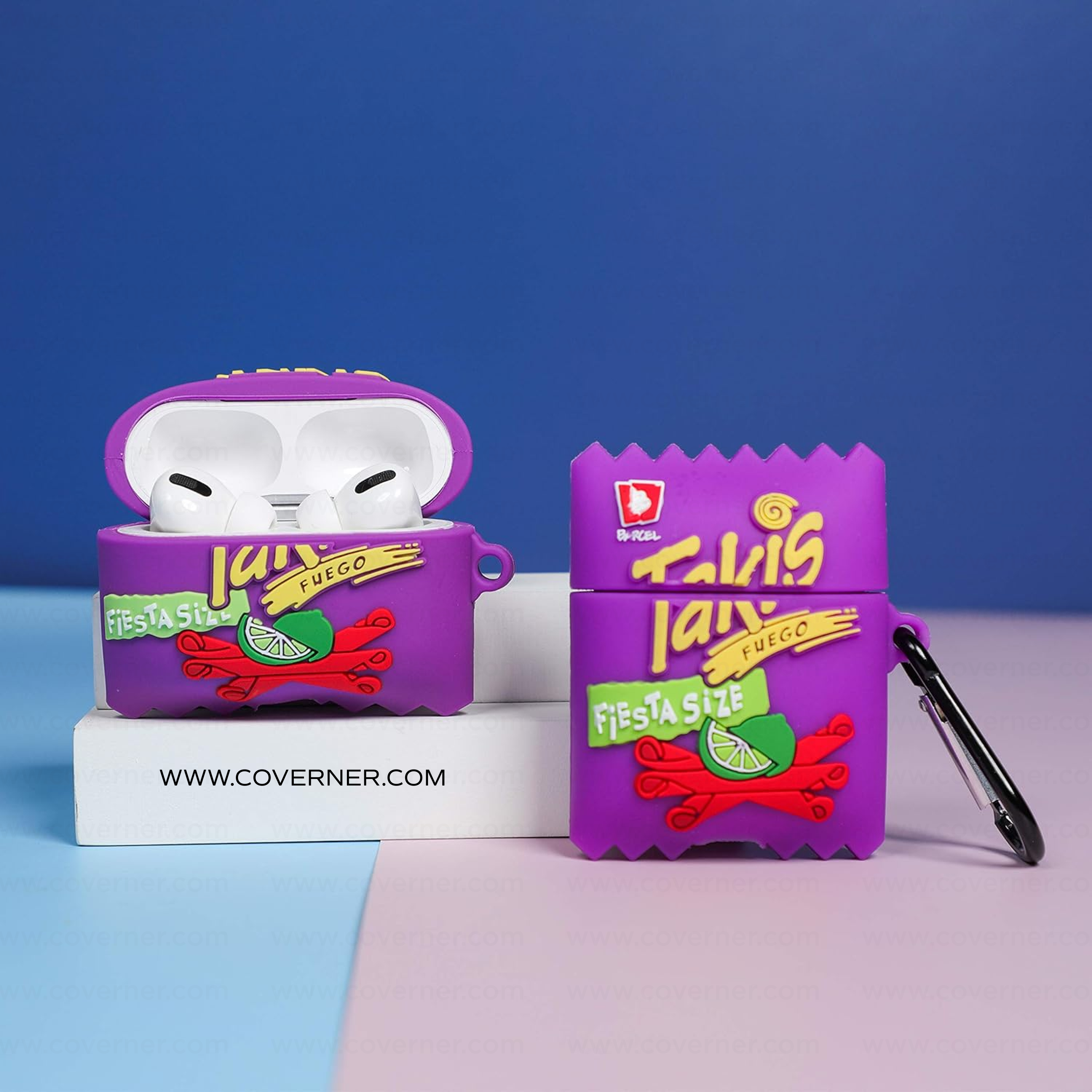 Puspa Chips (Fire) AirPods Case – Spicy Snack-Inspired Silicone Cover with Hook by Coverner India