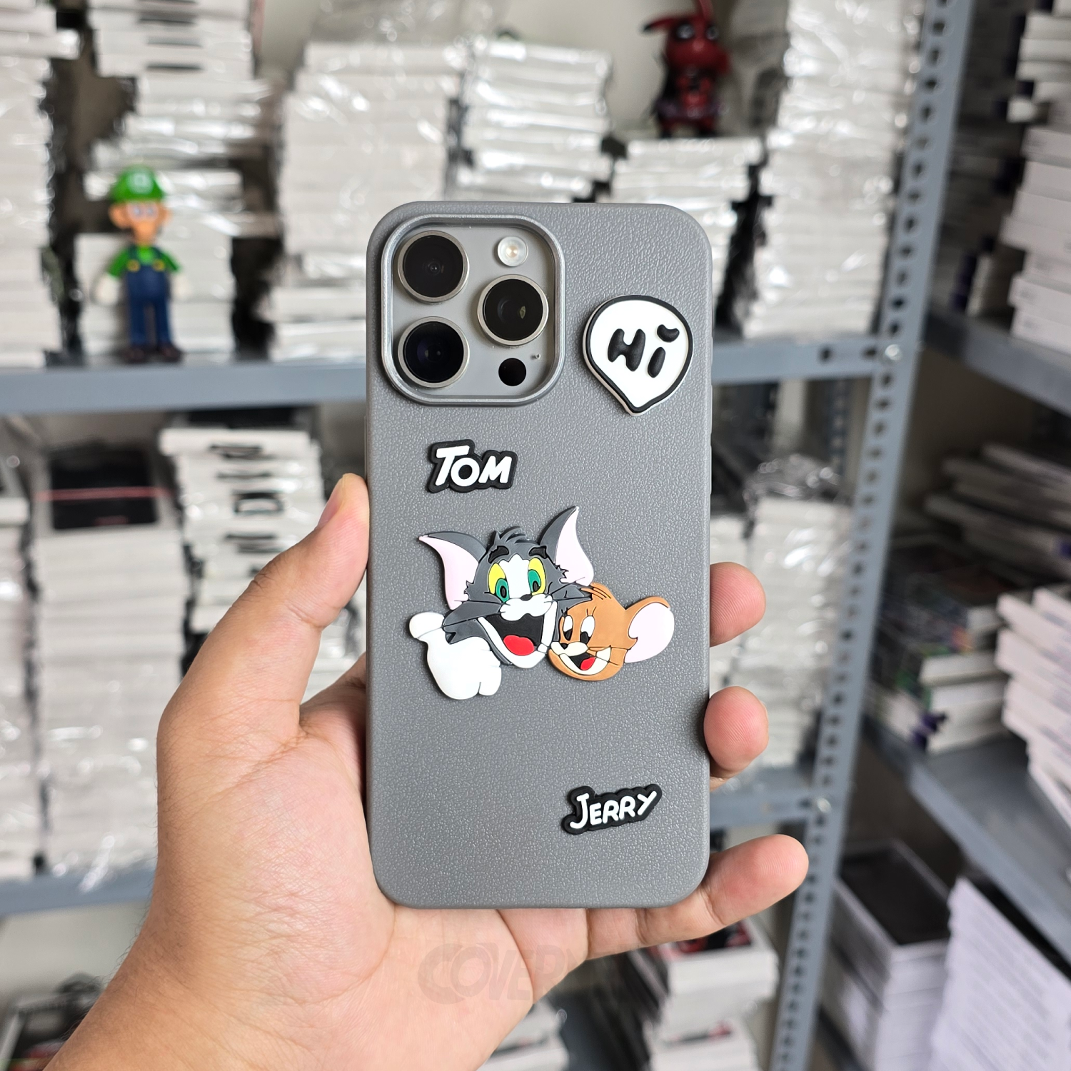 Tom & Jerry - Grey - Cartoon Charm Silicone Case for Iphone, Camera Protection | Coverner India