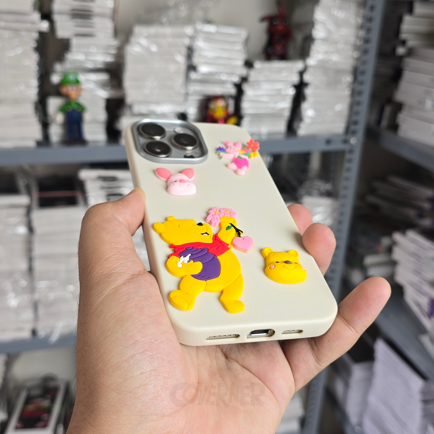 Winnie the Pooh - Cream - Cartoon Charm Silicone Case for Iphone, Camera Protection | Coverner India