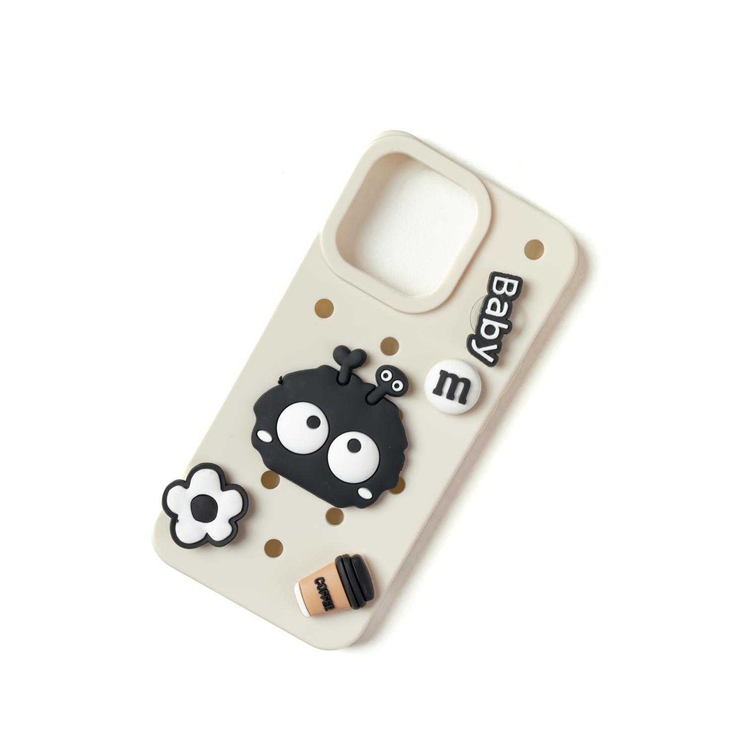 Fun Island - Silicone Iphone Case - Milky White -  Includes 5 Detachable Charms