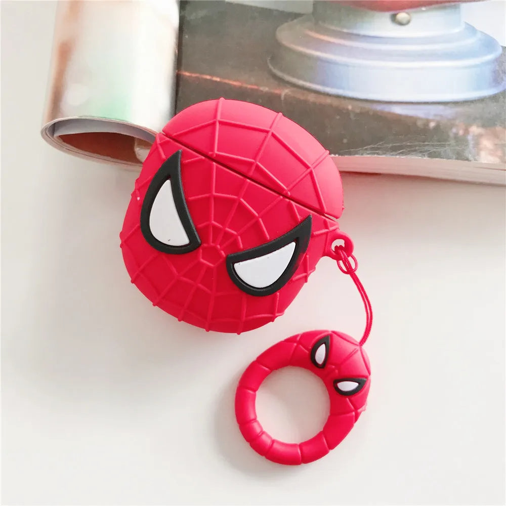 Spiderman Case for Apple AirPod (1,2nd Gen)  -  Premium Silicone Cover with Key Handle