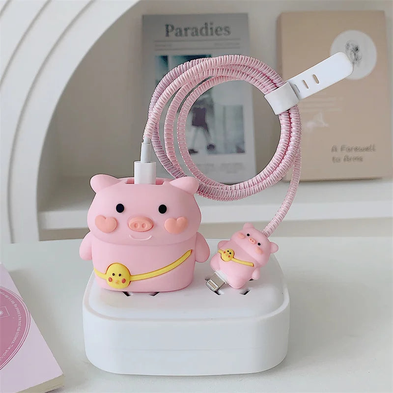 Iphone Charger Case Cover - Pink Cute Pig