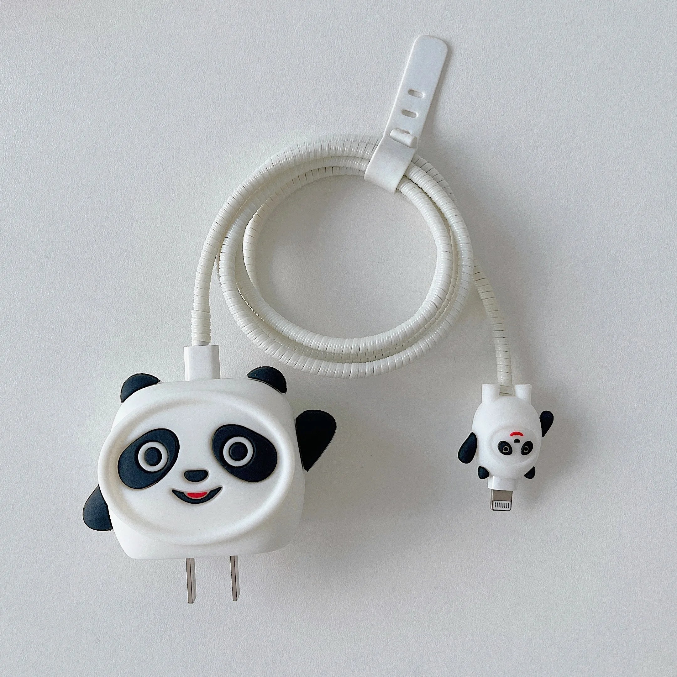 Iphone Charger Case Cover - Panda - 4 Piece Set (With Wire Protector)