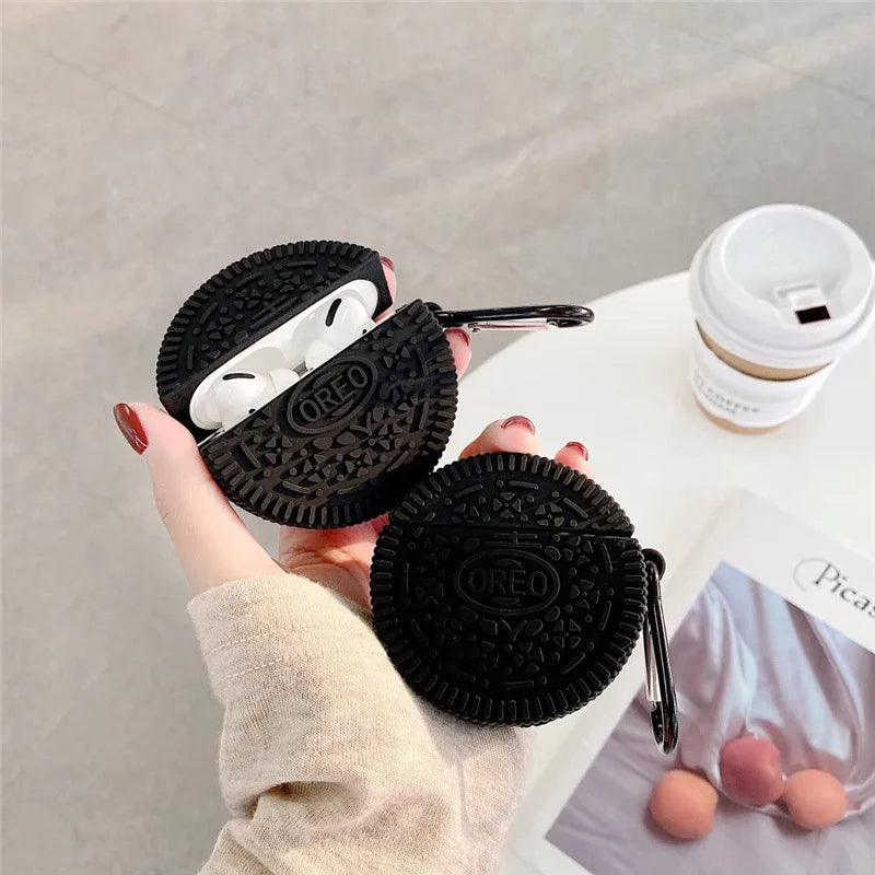 Dark Brown Cookie AirPods Case – Limited Edition Silicone Cover with Hook by Coverner India