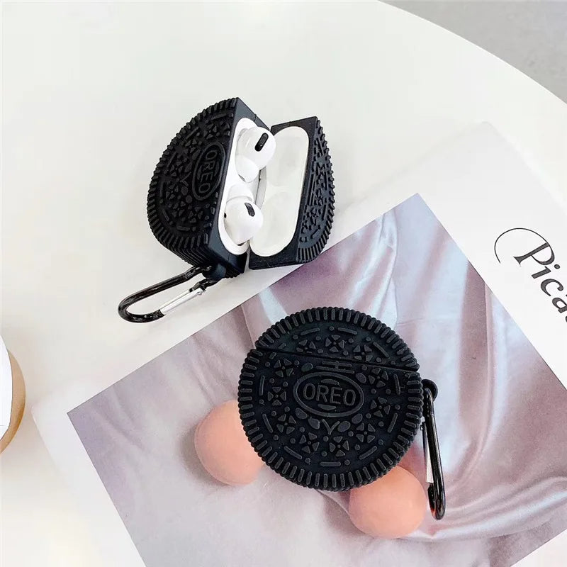 Dark Brown Cookie AirPods Case – Limited Edition Silicone Cover with Hook by Coverner India