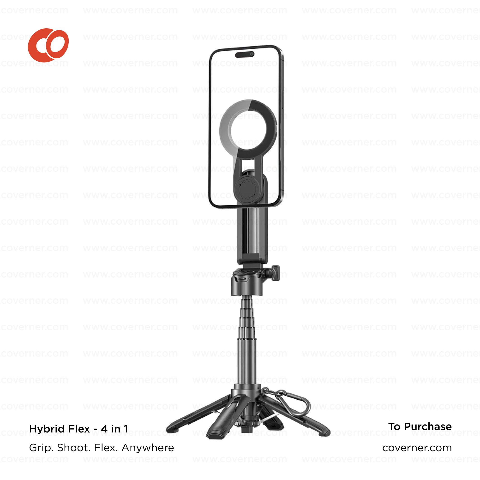 Hybrid Flex – 4-in-1 MagSafe Tripod, Selfie Stick, Wireless Grip & Camera Handle by Coverner India