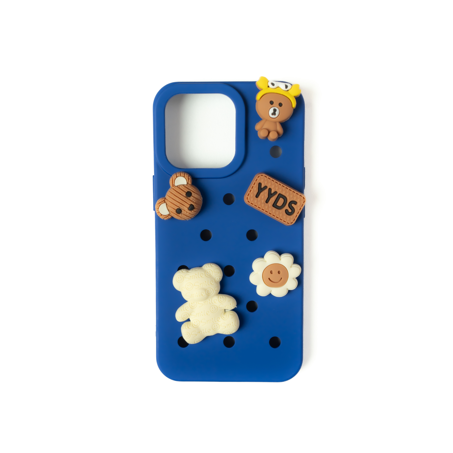 Teddy Blue - Silicone Iphone Case -  Includes 5 Detachable Charms