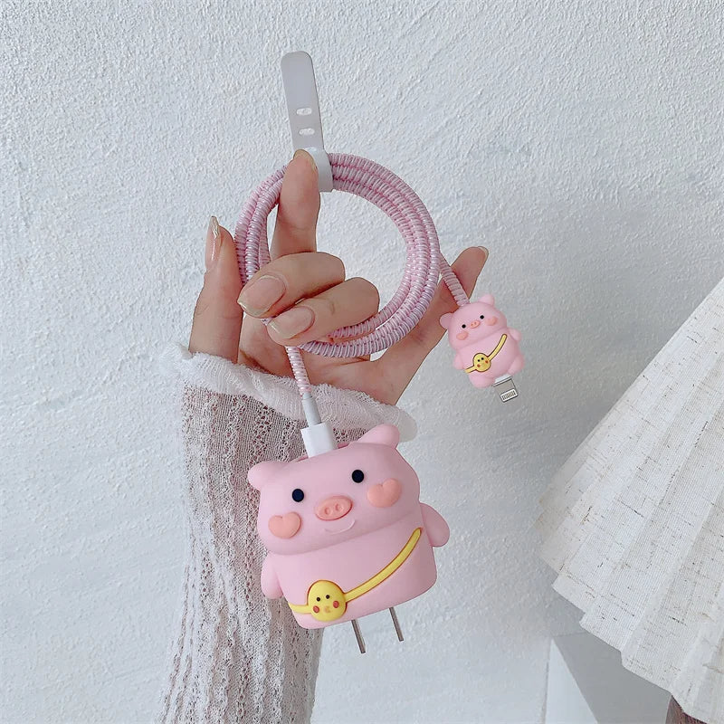 Iphone Charger Case Cover - Pink Cute Pig