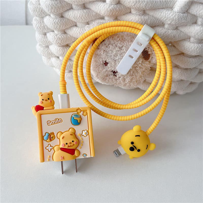 Iphone Charger Case Cover - Poo & Lotso - 4 Piece Set (With Wire Protector)