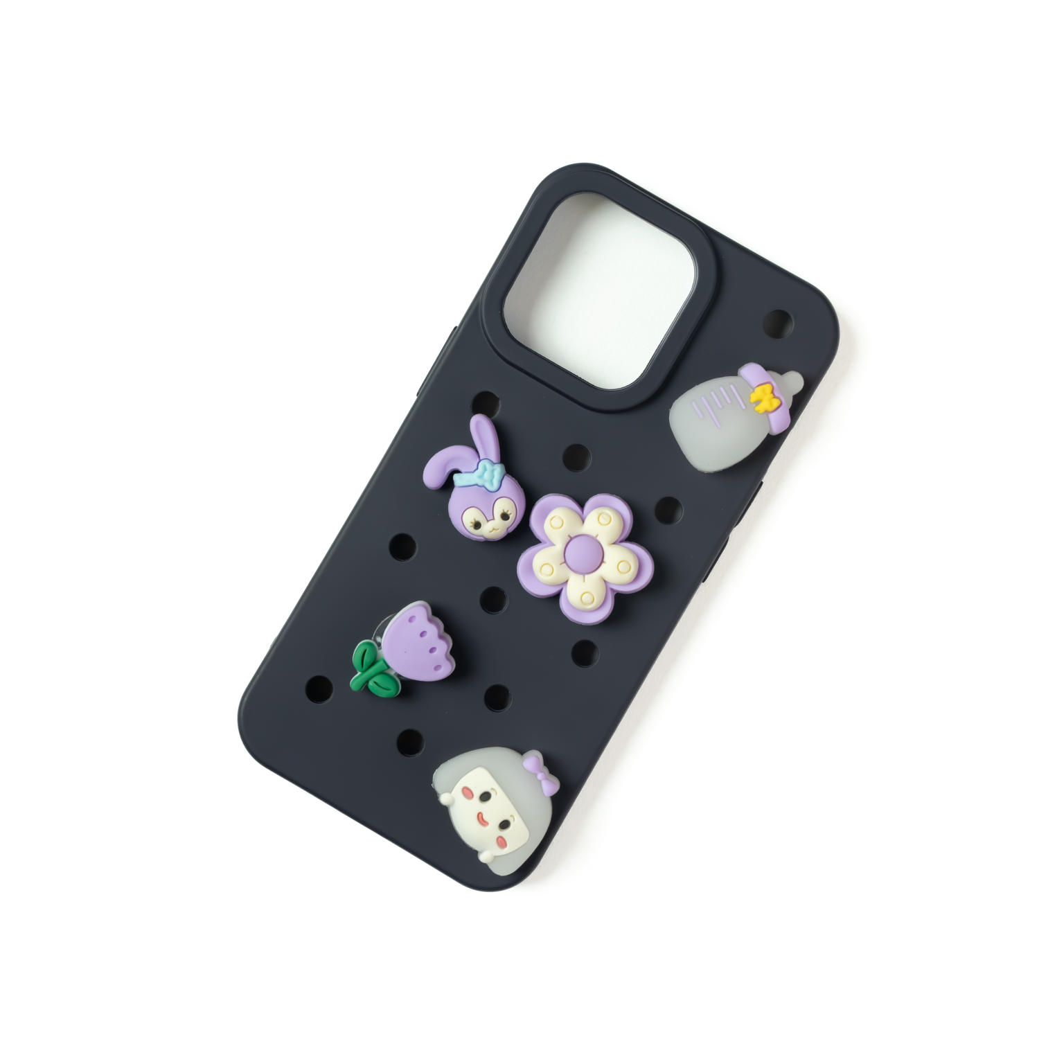 Cute Baby - Silicone Iphone Case - Midnight Blue -  Includes 5 Detachable Charms