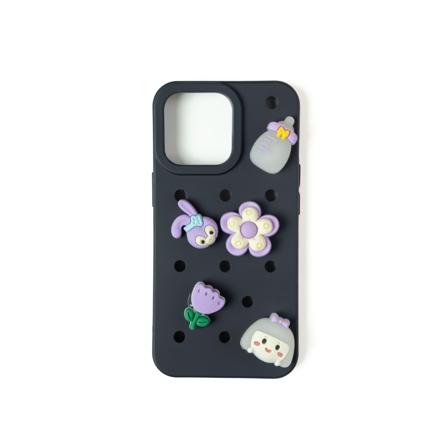 Cute Baby - Silicone Iphone Case - Midnight Blue -  Includes 5 Detachable Charms