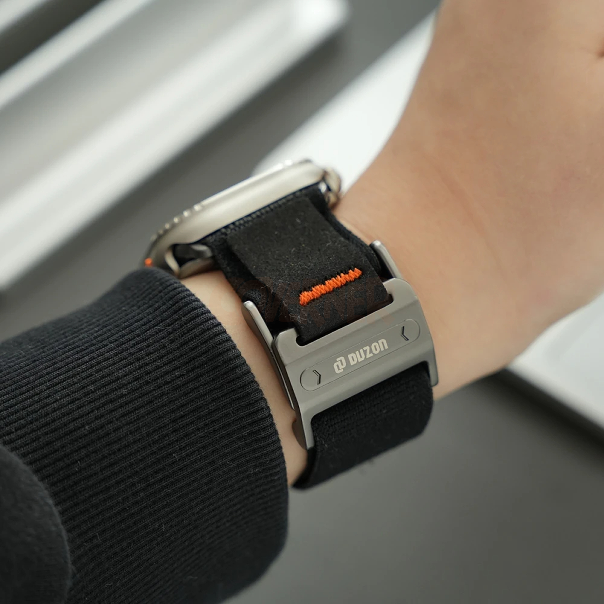 Duzon Nylon Loop Watch Band for Apple Watch – Double Velcro Strap with Magnetic Buckle (Compatible with Ultra/Series 10 to Series 1)