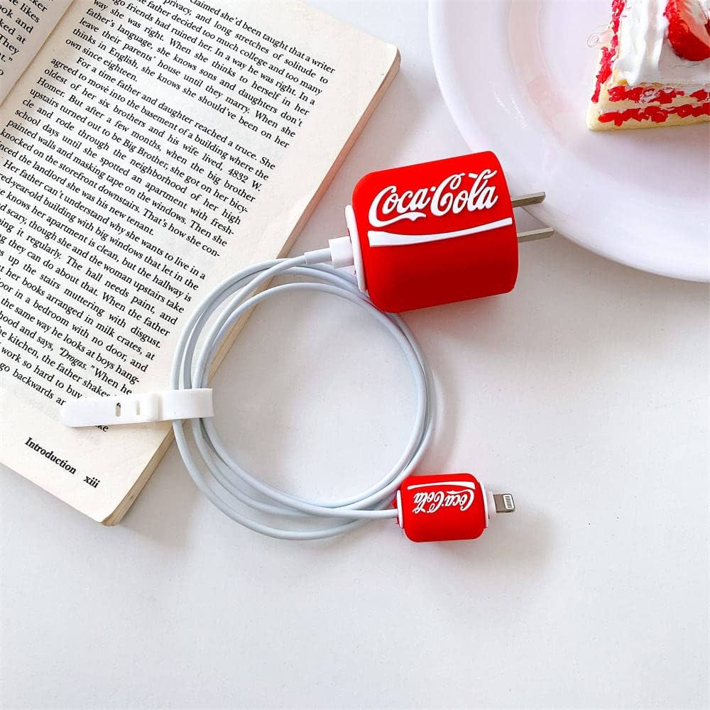 Iphone Charger Case Cover - Coca-Cola - 4 Piece Set (With Wire Protector)